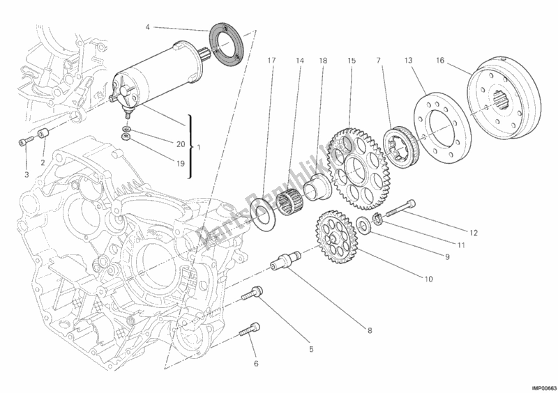 Tutte le parti per il Motore Di Avviamento del Ducati Hypermotard 1100 EVO 2012